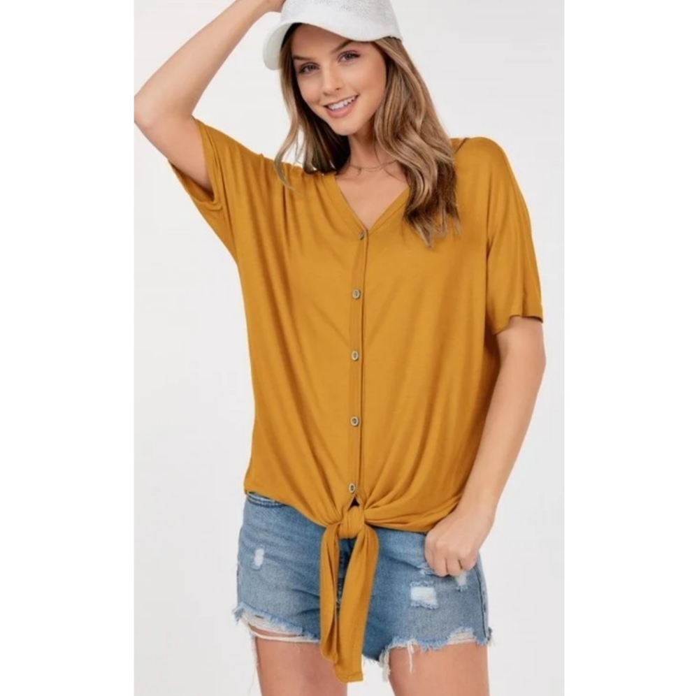 Draped Button Down Top